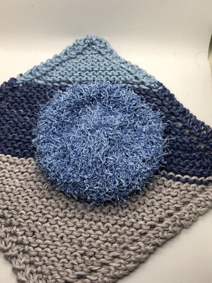 Washcloth & Scrubbie Set - Denim Blues Washcloth & Scrubbie Set - Denim Blues