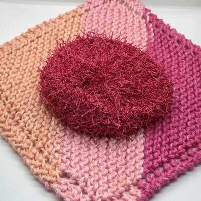 Washcloth & Scrubbie Set -Pink, Pink, Peach Washcloth & Scrubbie Set -Pink, Pink, Peach