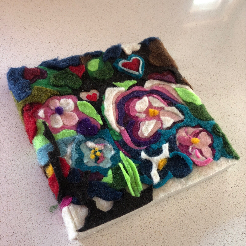 Garden Abstract - 5x5” - Yarn Fiber Art