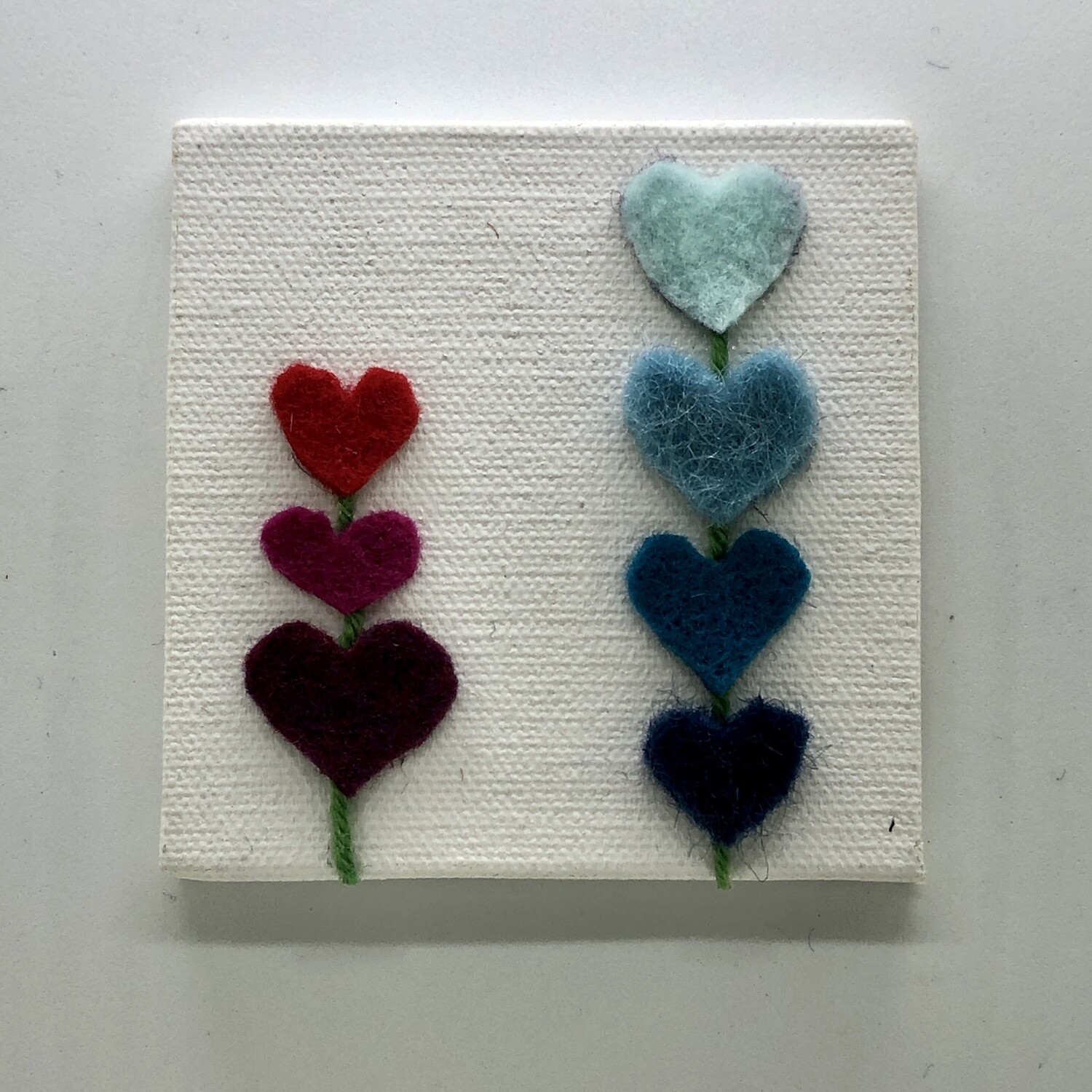 Hearts Stacked Blues and Reds 3x3”