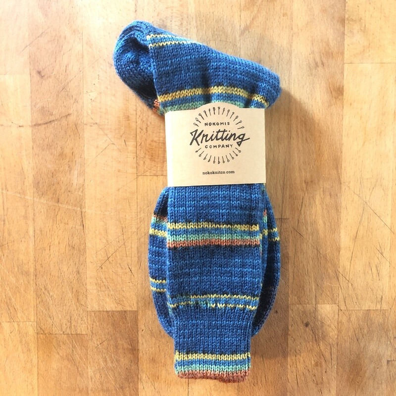 Men's Crew Socks Size 13-14 - Amazon Blue Stripes