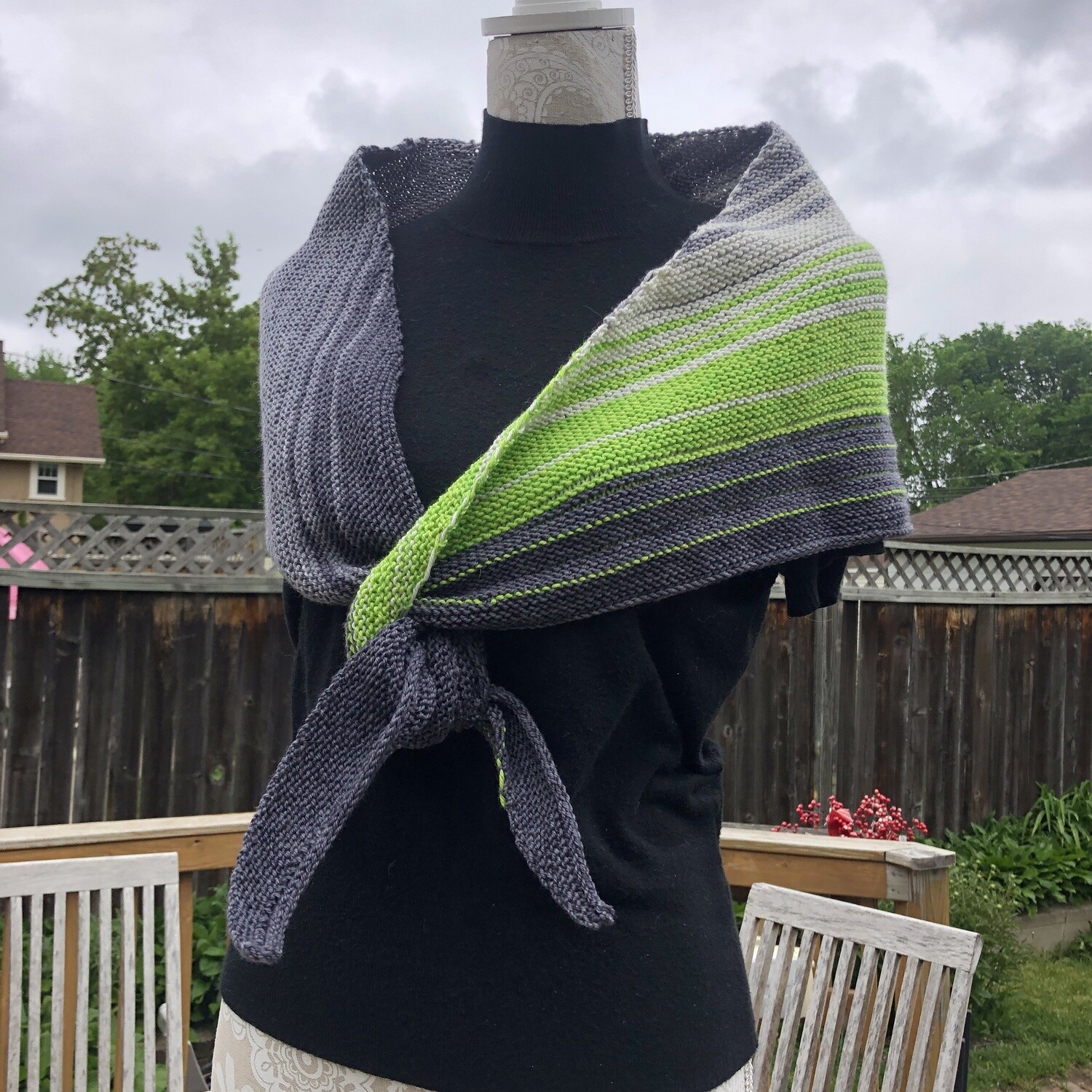 Spring Green Gradient Shawl - Hand Knit