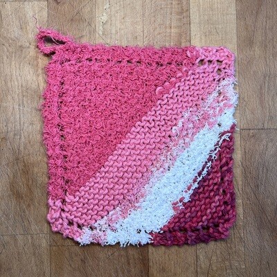 Cotton Combo Scrubbie Washcloth - Pink and White