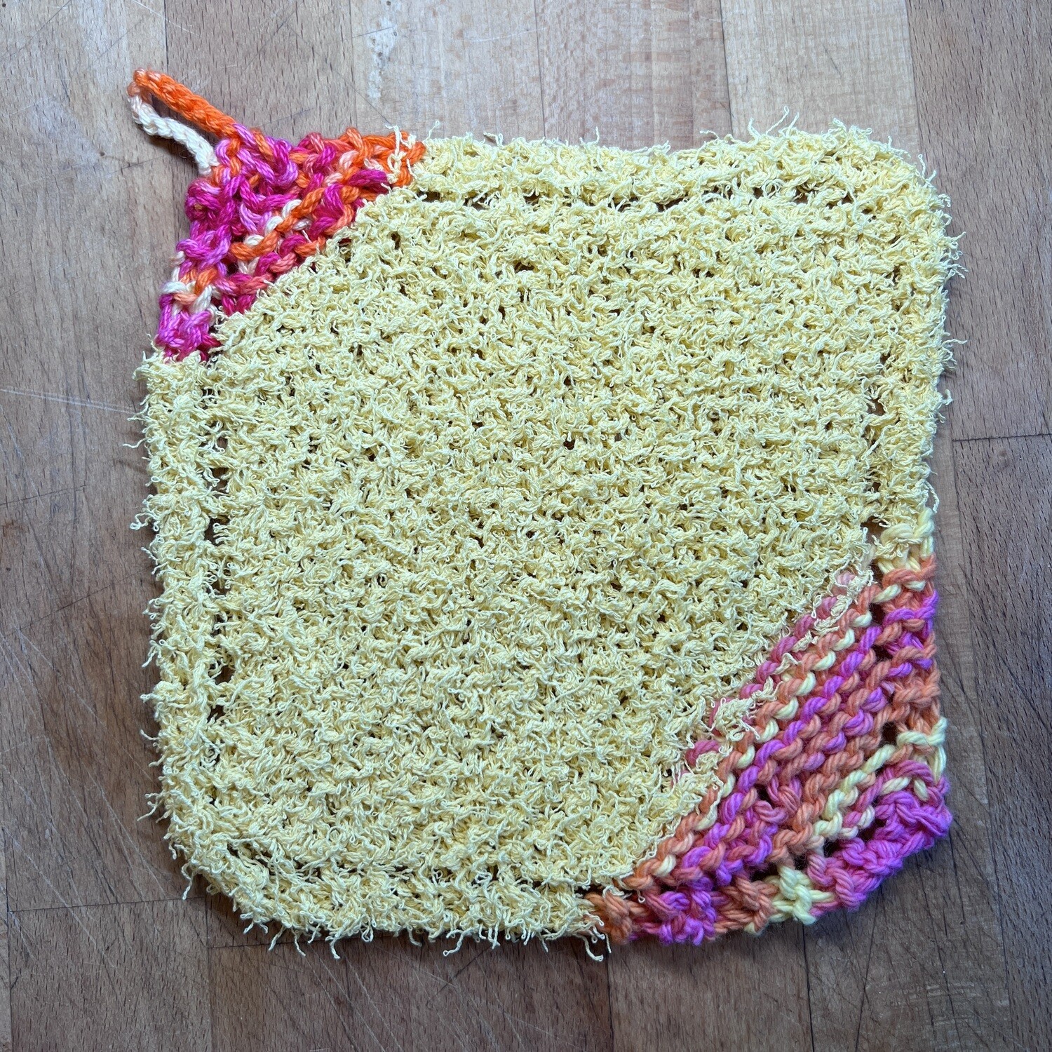 Cotton Washcloth - Touch of Scrubbing - Sunny Yellow and Pink