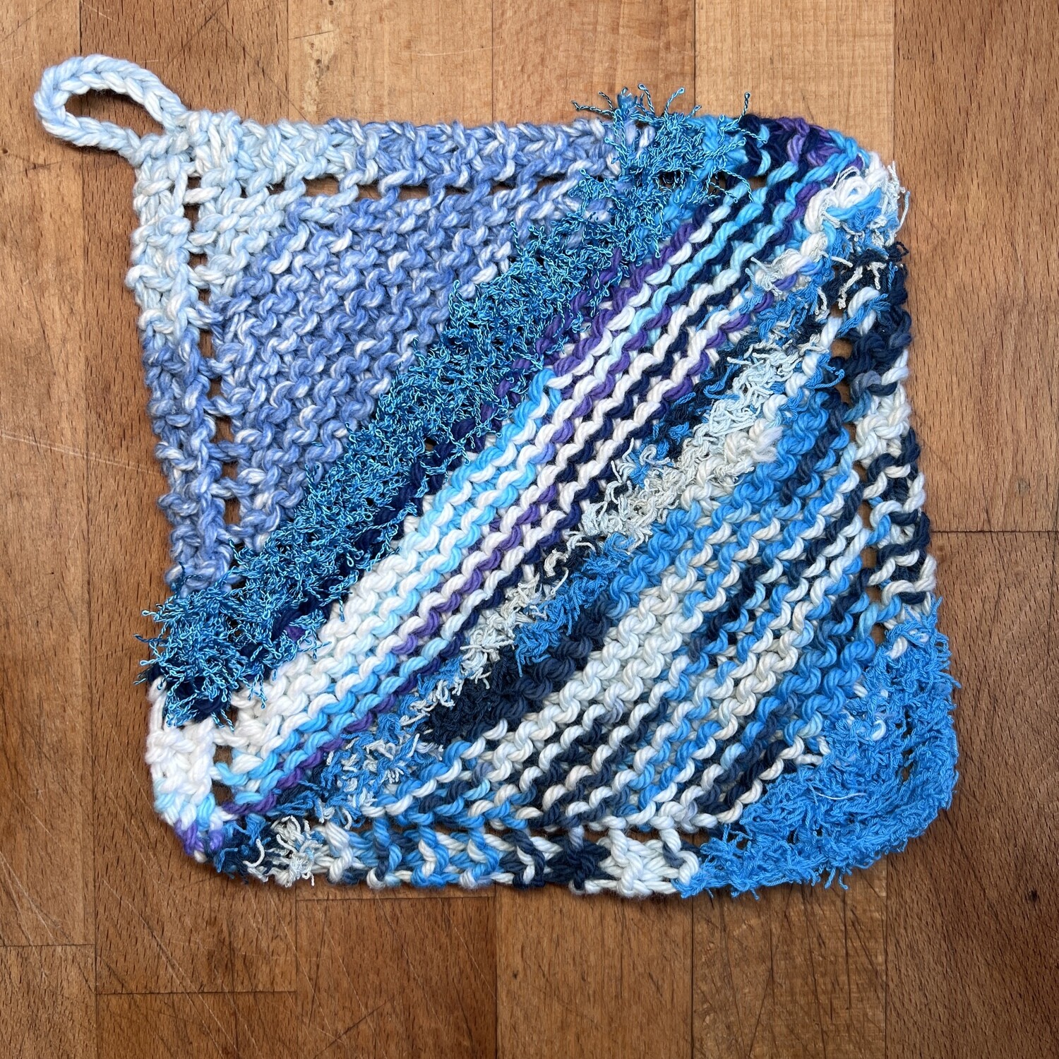 Combo Scrubbie Washcloth - Blues with White