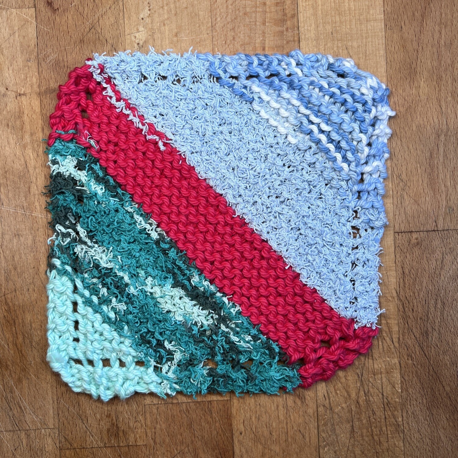 Cotton Combo Scrubbie Washcloth - Blue, Greens and Red