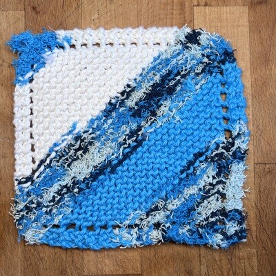 Cotton Combo Scrubbie Washcloth - Blues with White