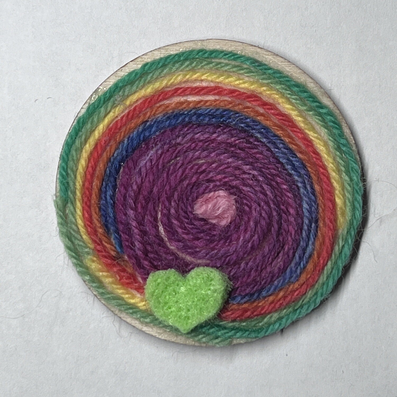 Rainbow Heart Magnet - Yarn Art 2
