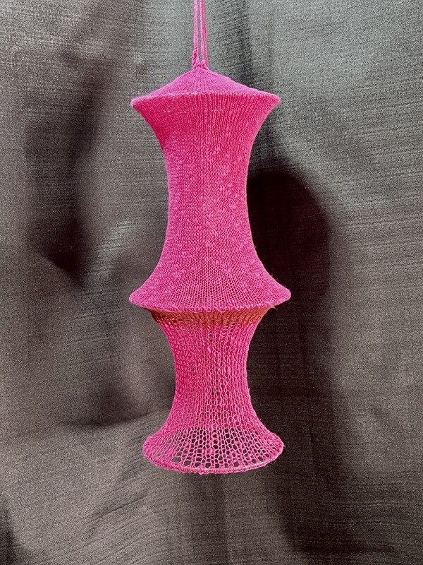 Hot Pink Hanging Lantern w LED Ball Orb Light
