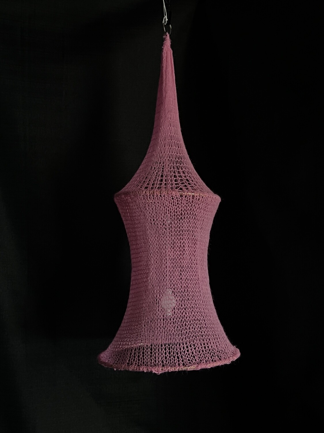 Soft Pink Steeple Hanging Lantern w LED Light