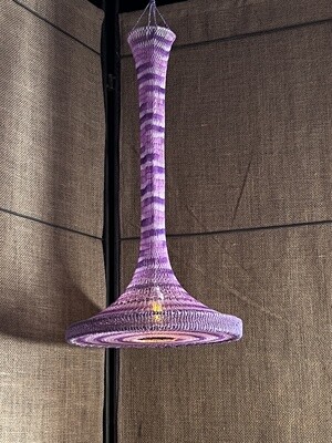 Variegated Purple Mid-Century Hanging Lantern w LED Light