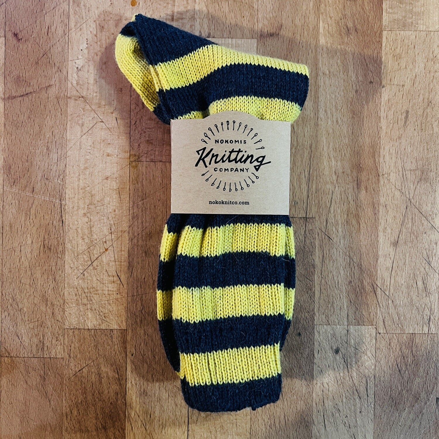 Men's Crew Sock Size 9-10 Yellow and Gold Stripe