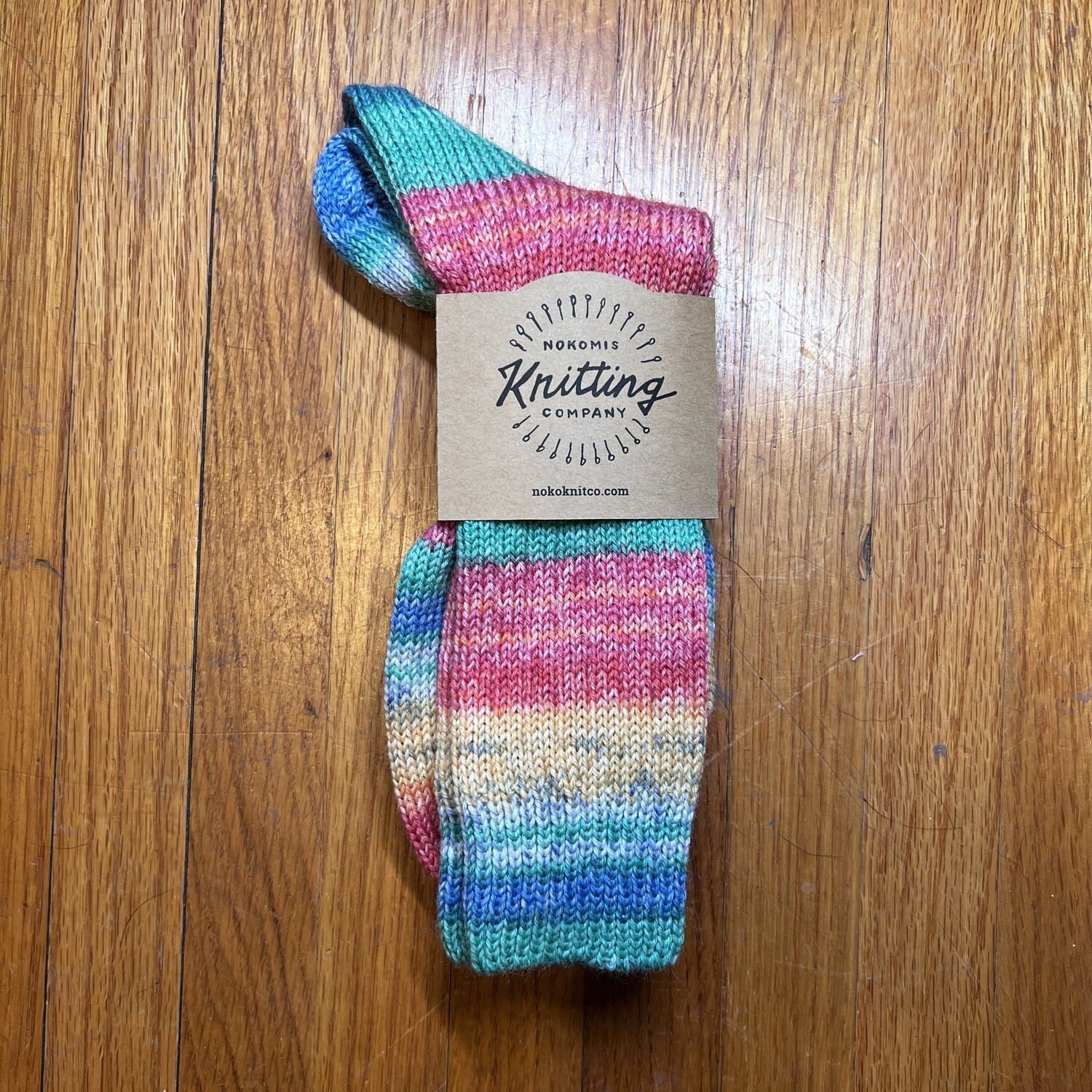 Woman's Crew Sock Size 8 - 9 Glendore Rainbow