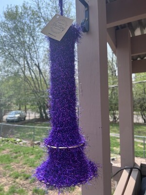 Sparkly Fuzzy Purple Hanging Lantern w LED Light