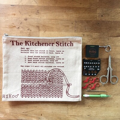 Kitchener Stitch Project Bag with Tools - Knitting, Toolkit Pouch