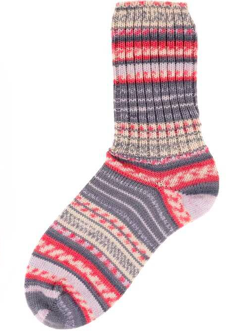 Women's Crew Sock Size 7 - 8 Rosa - Grey, cream, soft red stripes