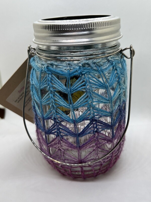 Solar Rechargeable Jar Lantern w Fairy Lights - Subtle Rainbow
