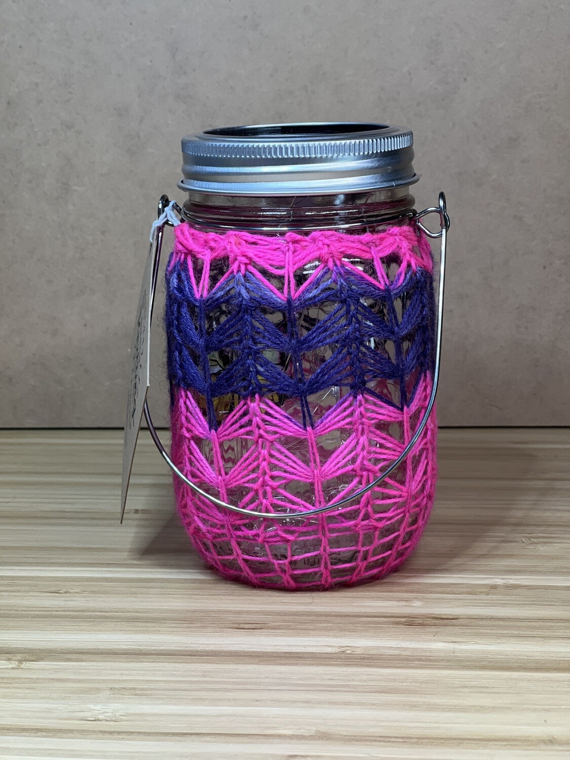 Solar Rechargeable Jar Lantern Lights - Preppy Pink & Purple