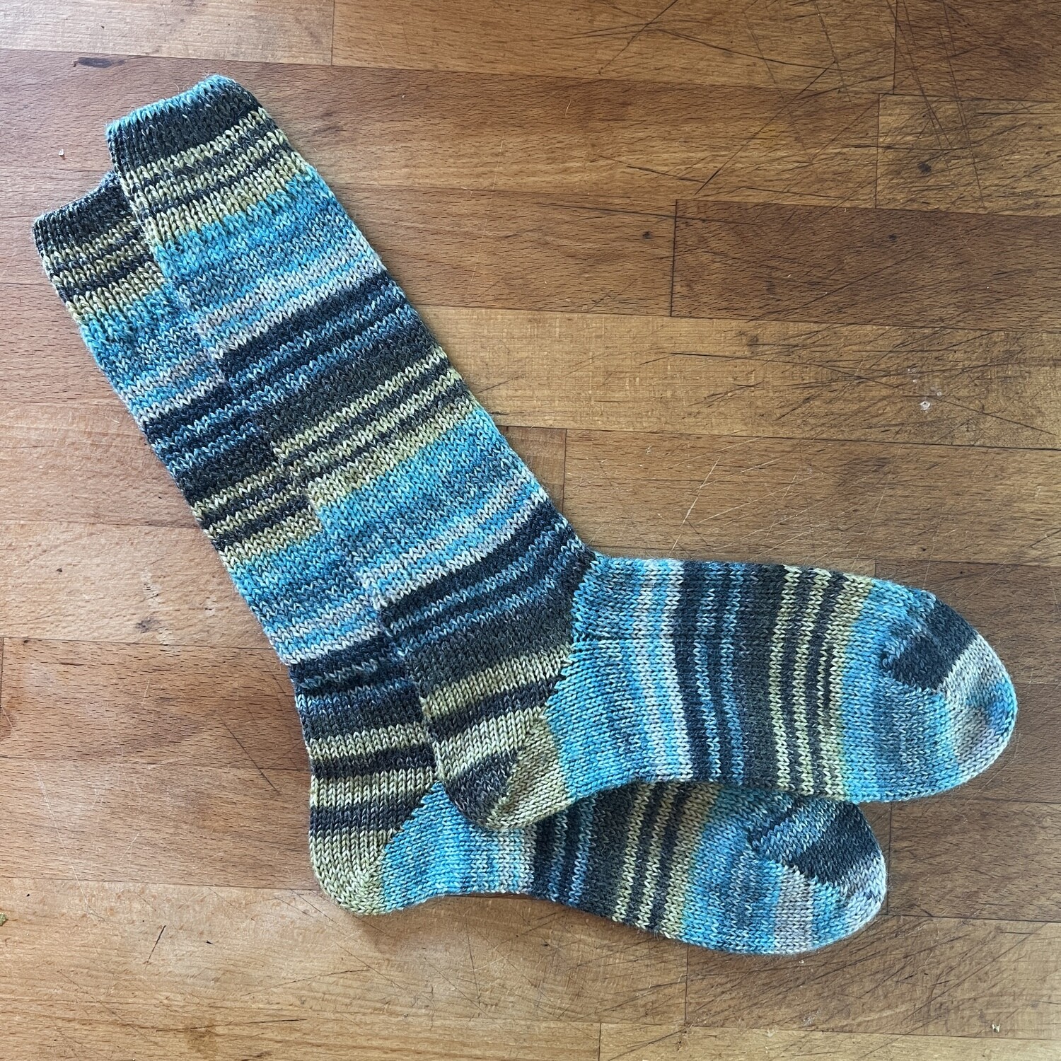 Woman's Crew Sock Size 11 - 12 Edenderry - Teal, Green, Gray