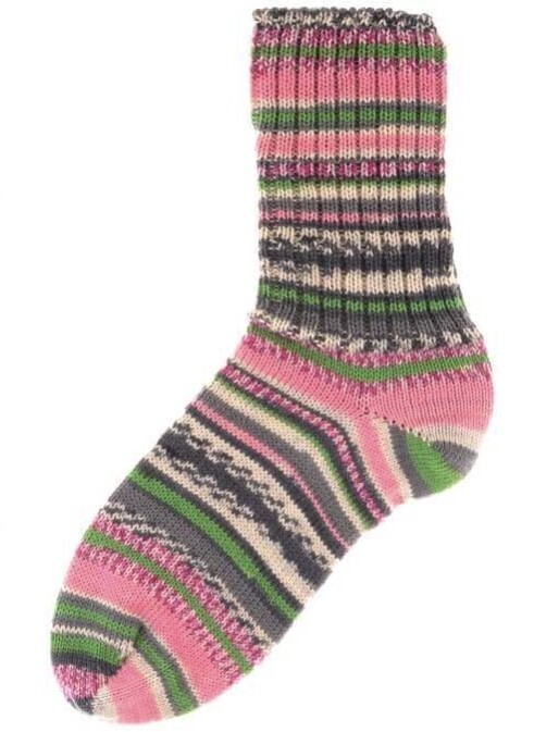 Men's Crew Socks Size 12 - 13 Viola Green Pink Gray White Stripes
