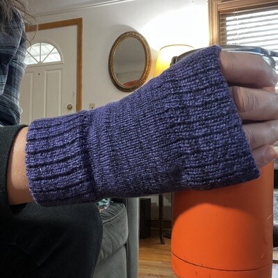 Fingerless Mitts - Deep Purple - Washable Wool - one size
