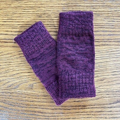Fingerless Mitts - Maroon Red with Black Flecks - Wool free - one size
