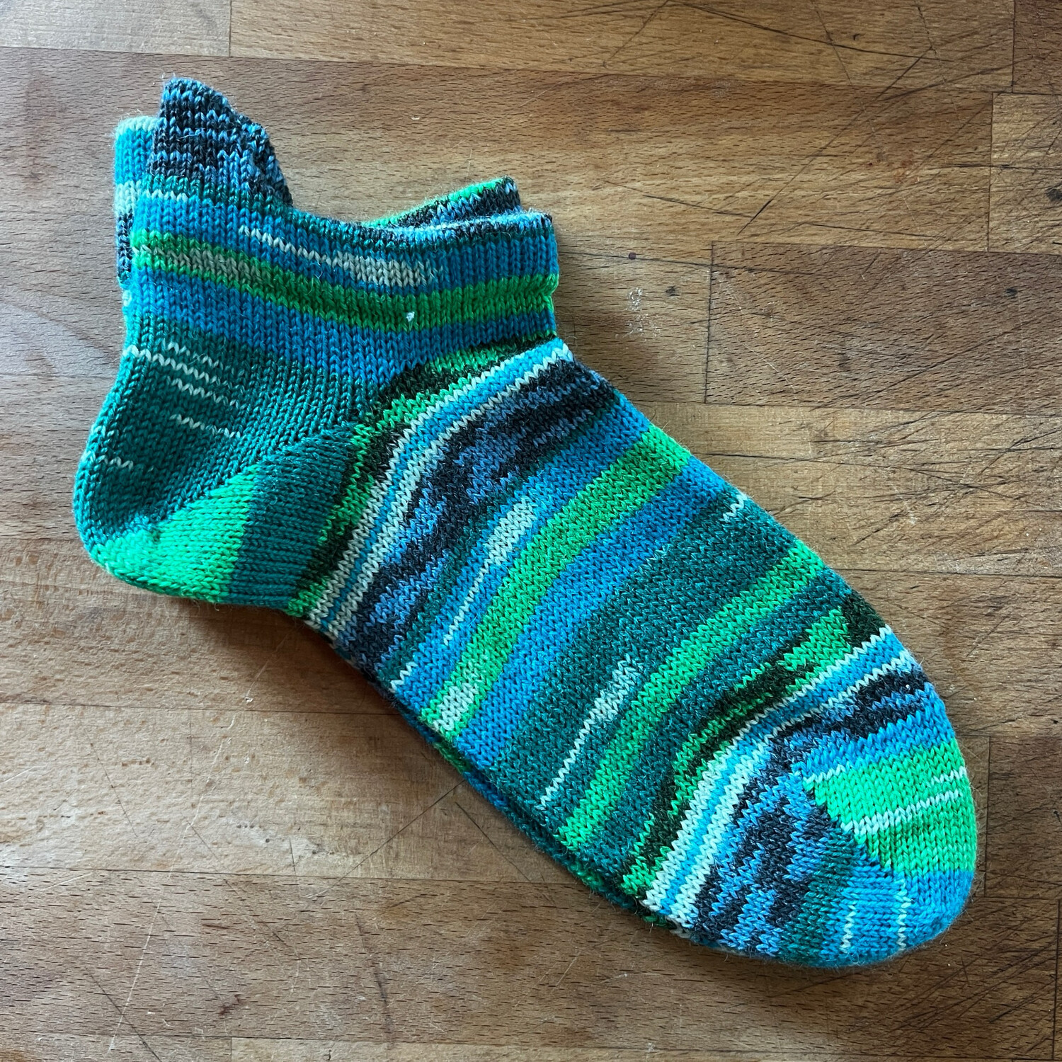 Sport Tabbed Socks Men’s Size 9-10 Women’s Size 10-11 Wide Frog Green Teal Stripes