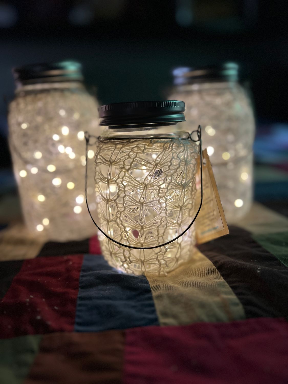 Solar Rechargeable Jar Lantern Lights - Ivory - Pint Size