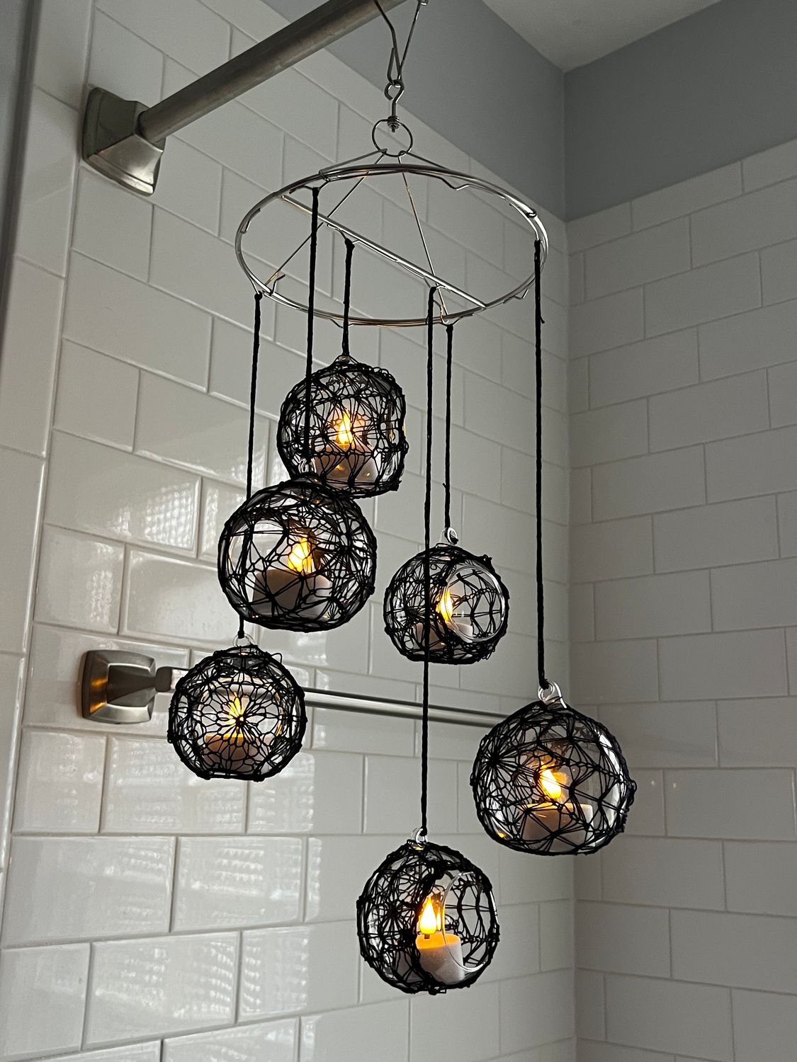 Glass Globe Hanging Chandelier - Black