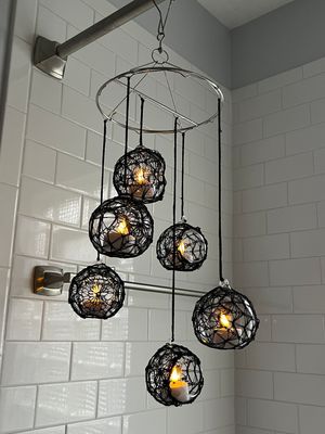 Glass Globe Hanging Chandelier - Black