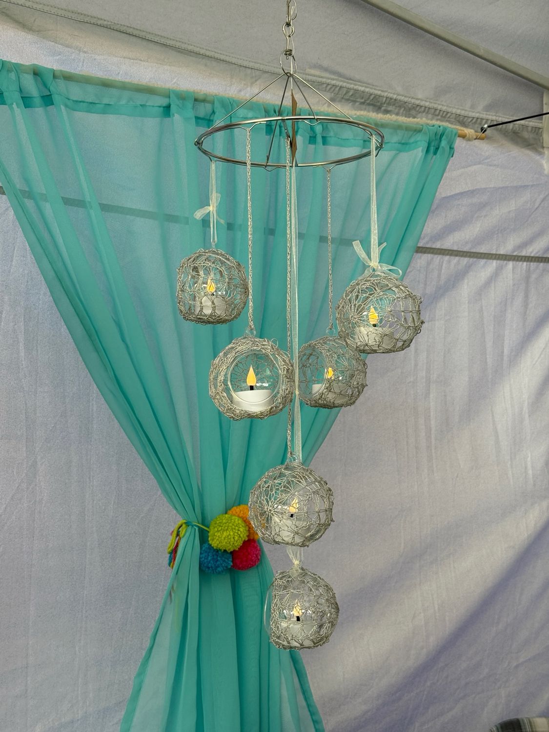 Glass Globe Hanging Chandelier - Silver