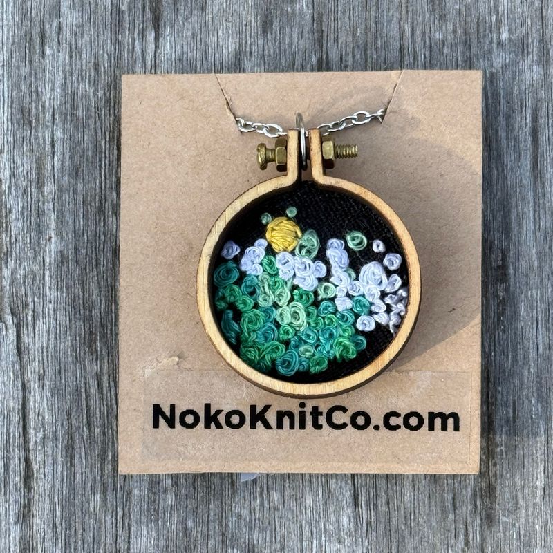 Spring Flowers - Mini Embroidered Pendant