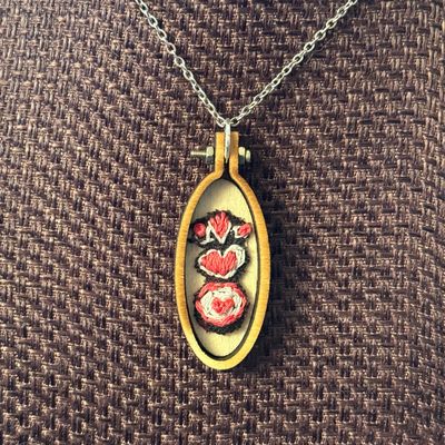 Snowman Snow globe - Mini Embroidered Pendant