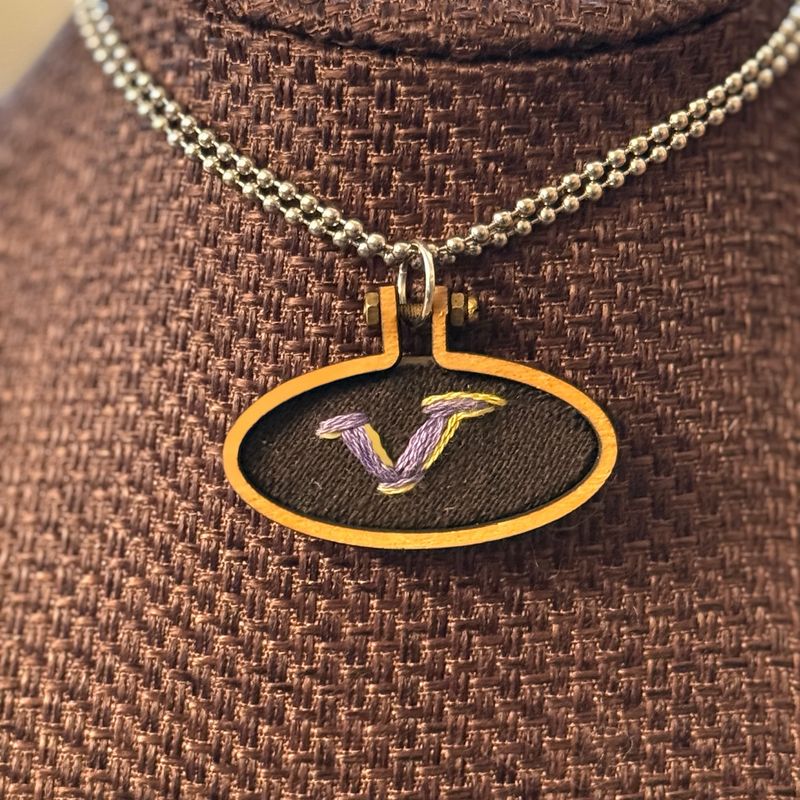 Vikings V Necklace - Mini Embroidered Pendant