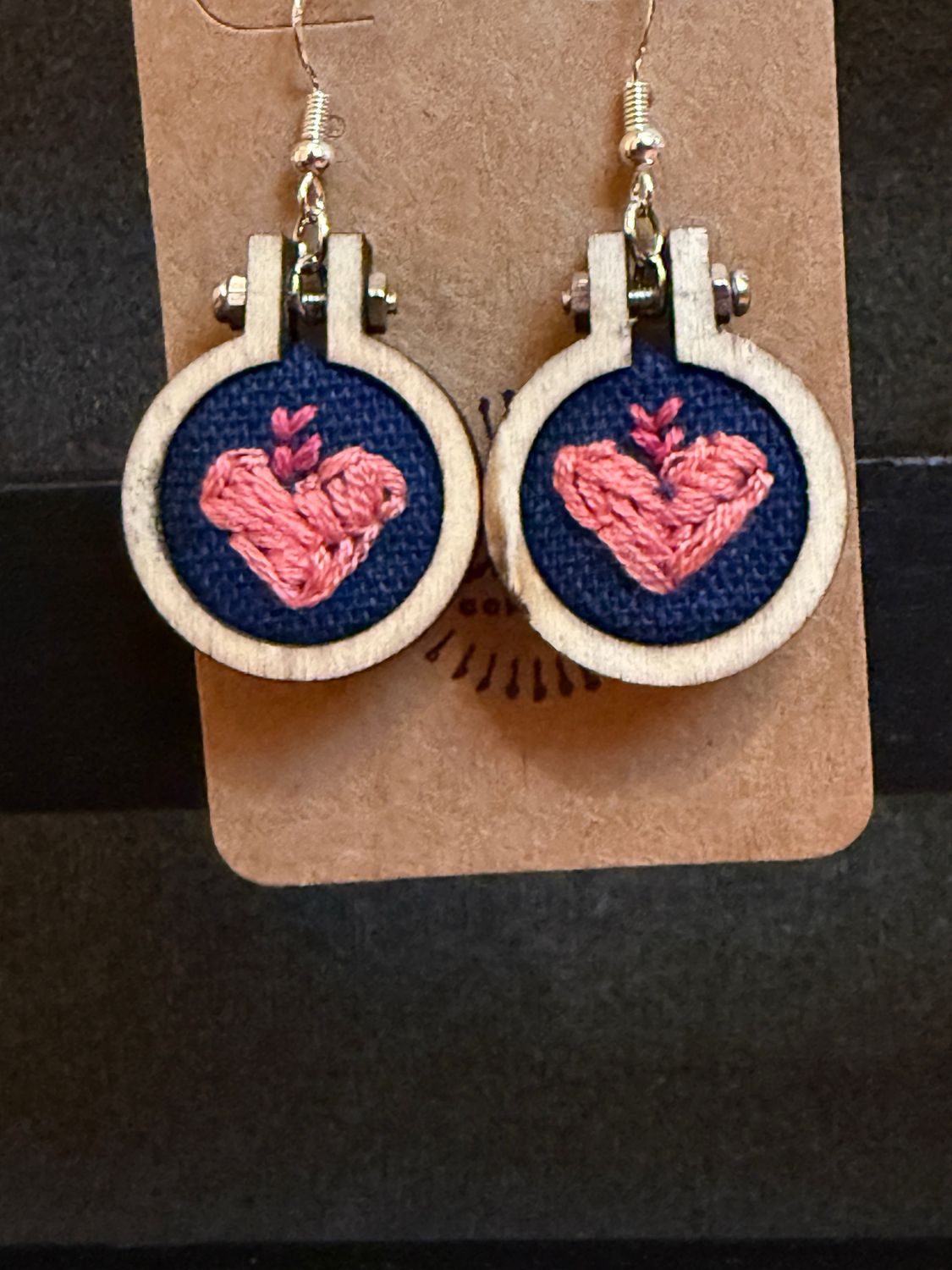 Mini Salmon Pink Heart Earrings