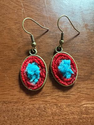 Teal And Red Bronze Earrings