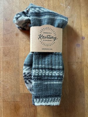 Men's Size 12-13 Socks - Norby Gray Black Cream Stripes