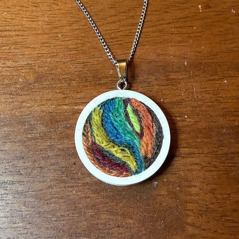 Abstract Autumn Swirl Earth Tones In Fiber Necklace