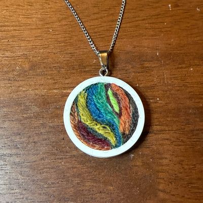 Abstract Autumn Swirl Earth Tones In Fiber Necklace