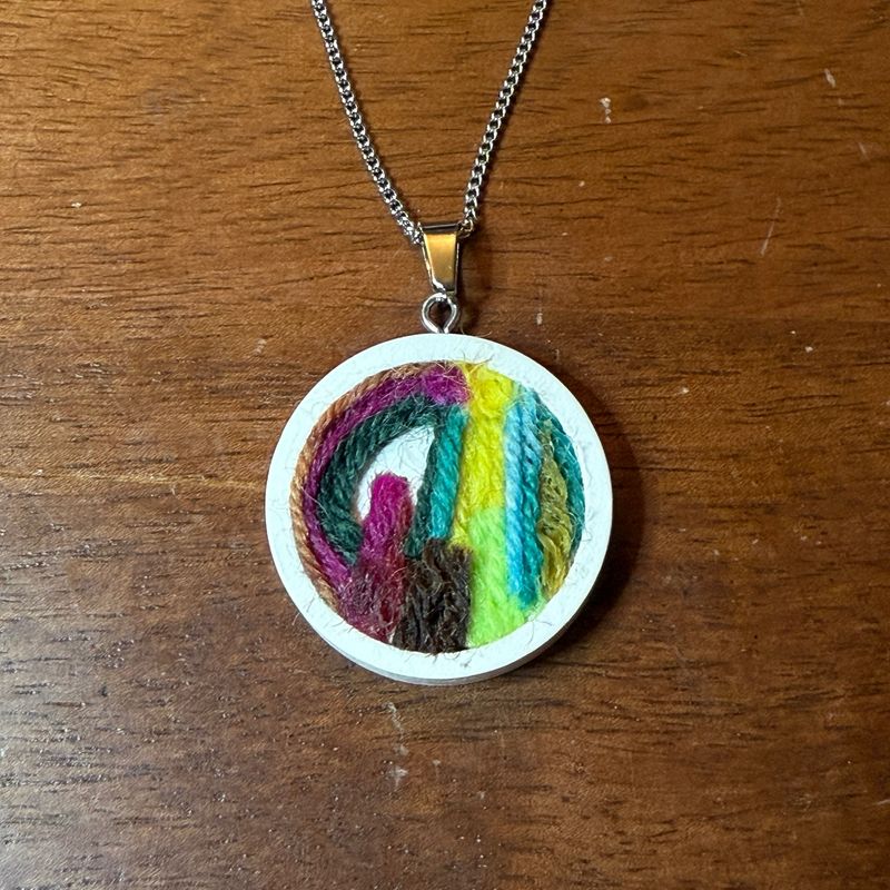 Abstract Cityscape In Fiber Necklace