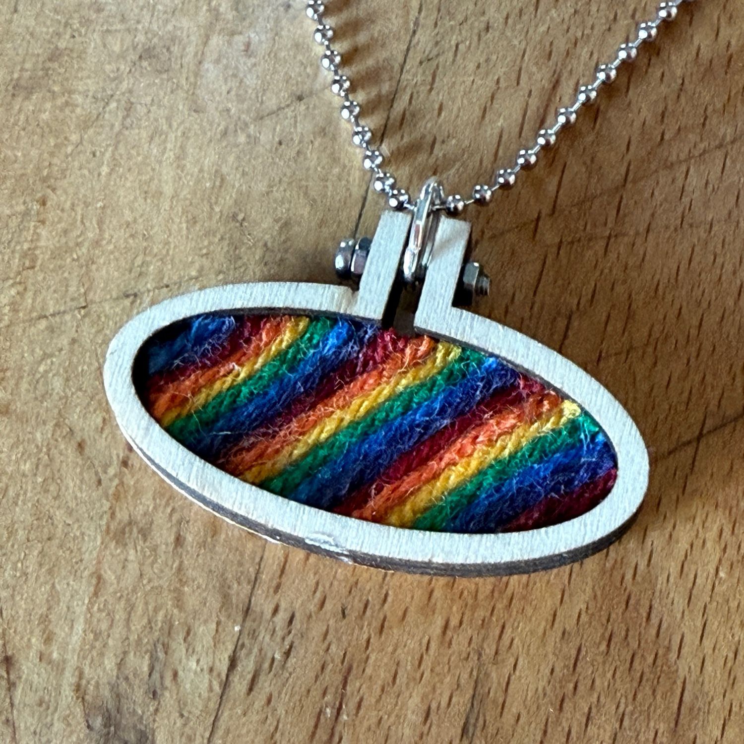 Rainbow Necklace - Mini Embroidered Pendant