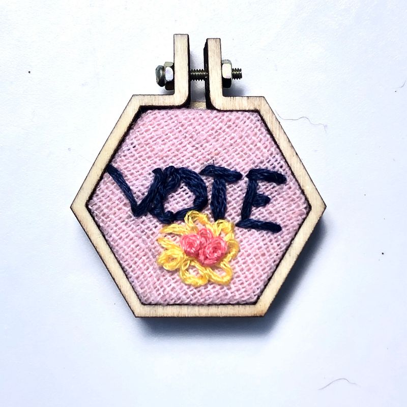 VOTE On Pink - Mini Embroidered Pin