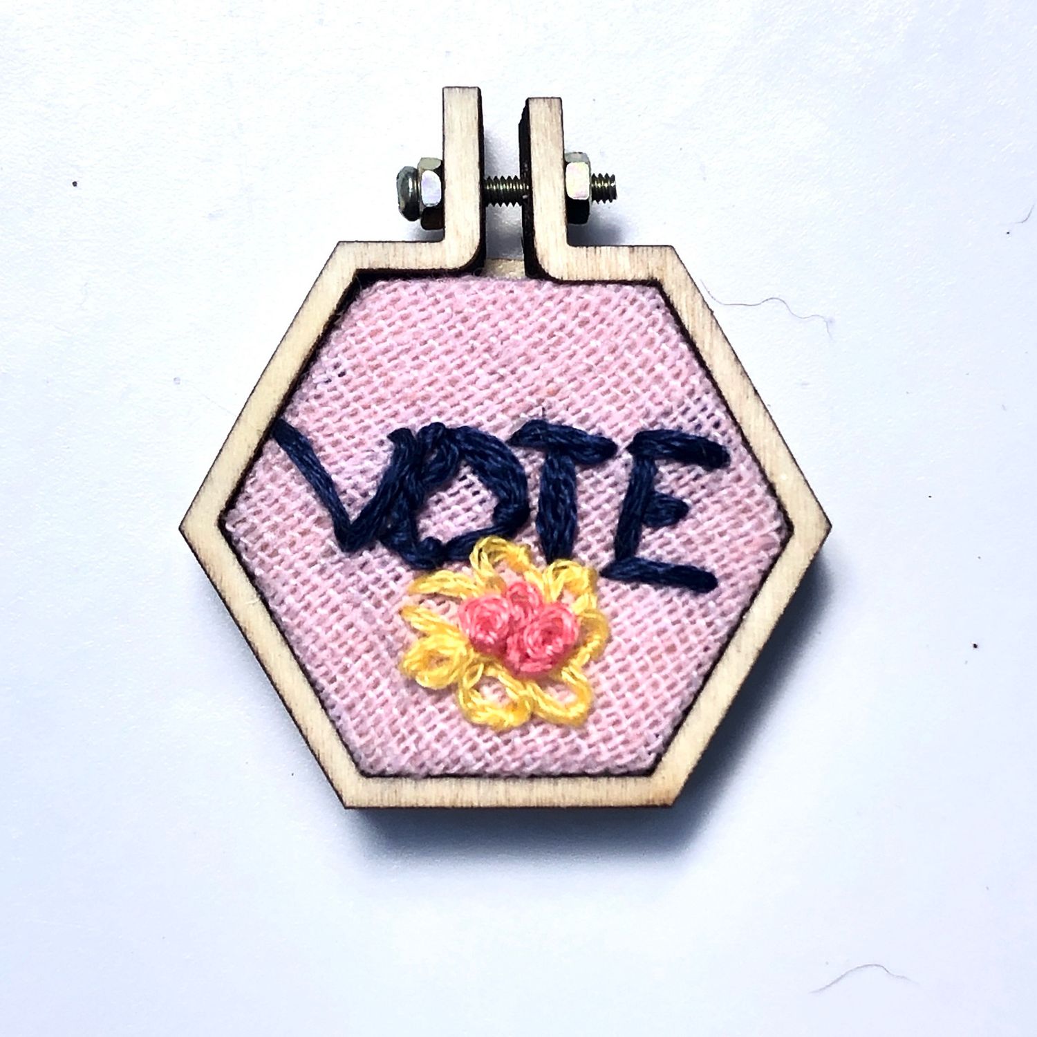 VOTE On Pink - Mini Embroidered Pin