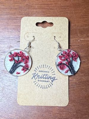 Lovely Red Fall Leaves Tree Earrings