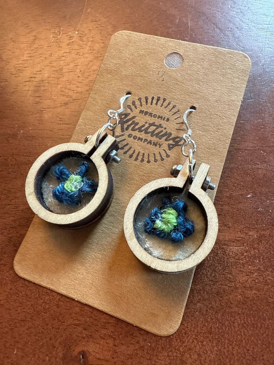 Mini Blue And Green Flower Earrings