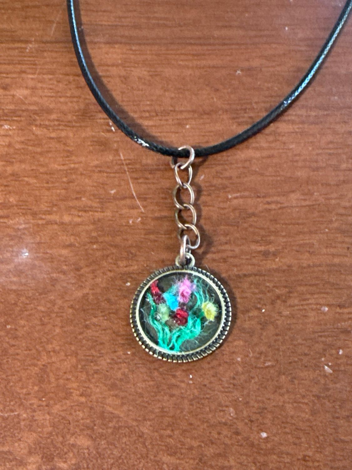 Delicate Tulips on Bronze Necklace Pendant