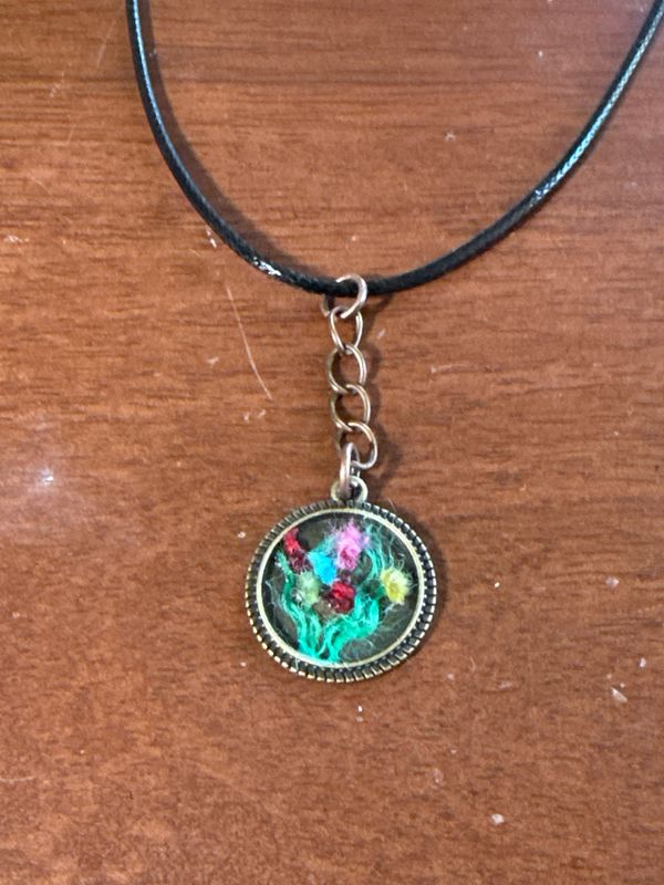 Delicate Tulips on Bronze Necklace Pendant