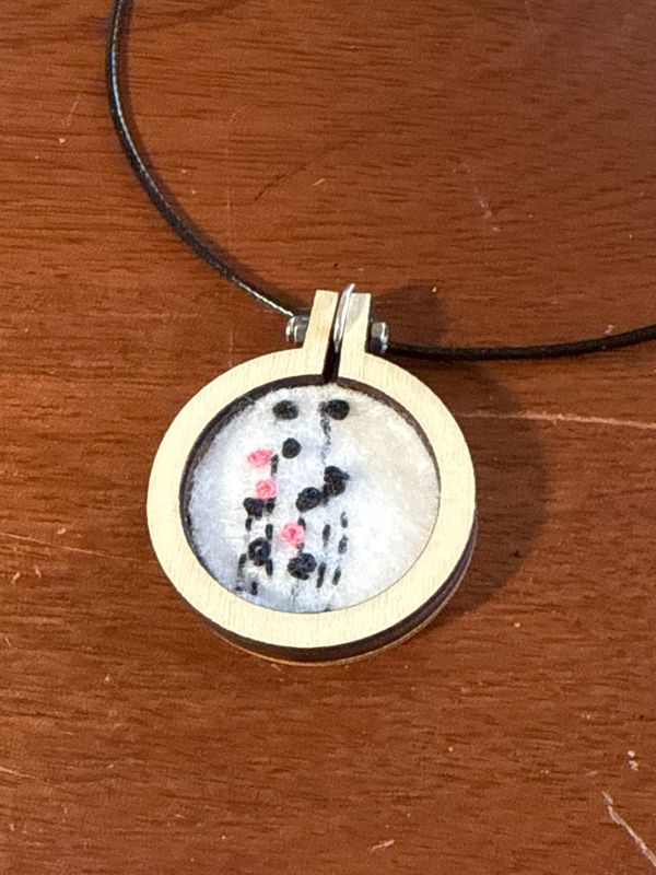 Modern Abstract Poppy - Mini Embroidered Necklace