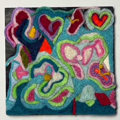 Garden Abstract V2- 5x5” - Yarn Fiber Art Garden Abstract V2- 5x5” - Yarn Fiber Art