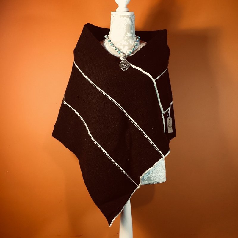 Rustic Wool Chocolate Brown Poncho